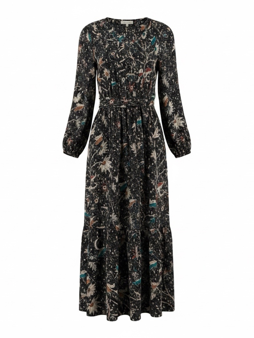 Ulla Johnson Navy Floral Printed Maxi Dress with Waist Tie